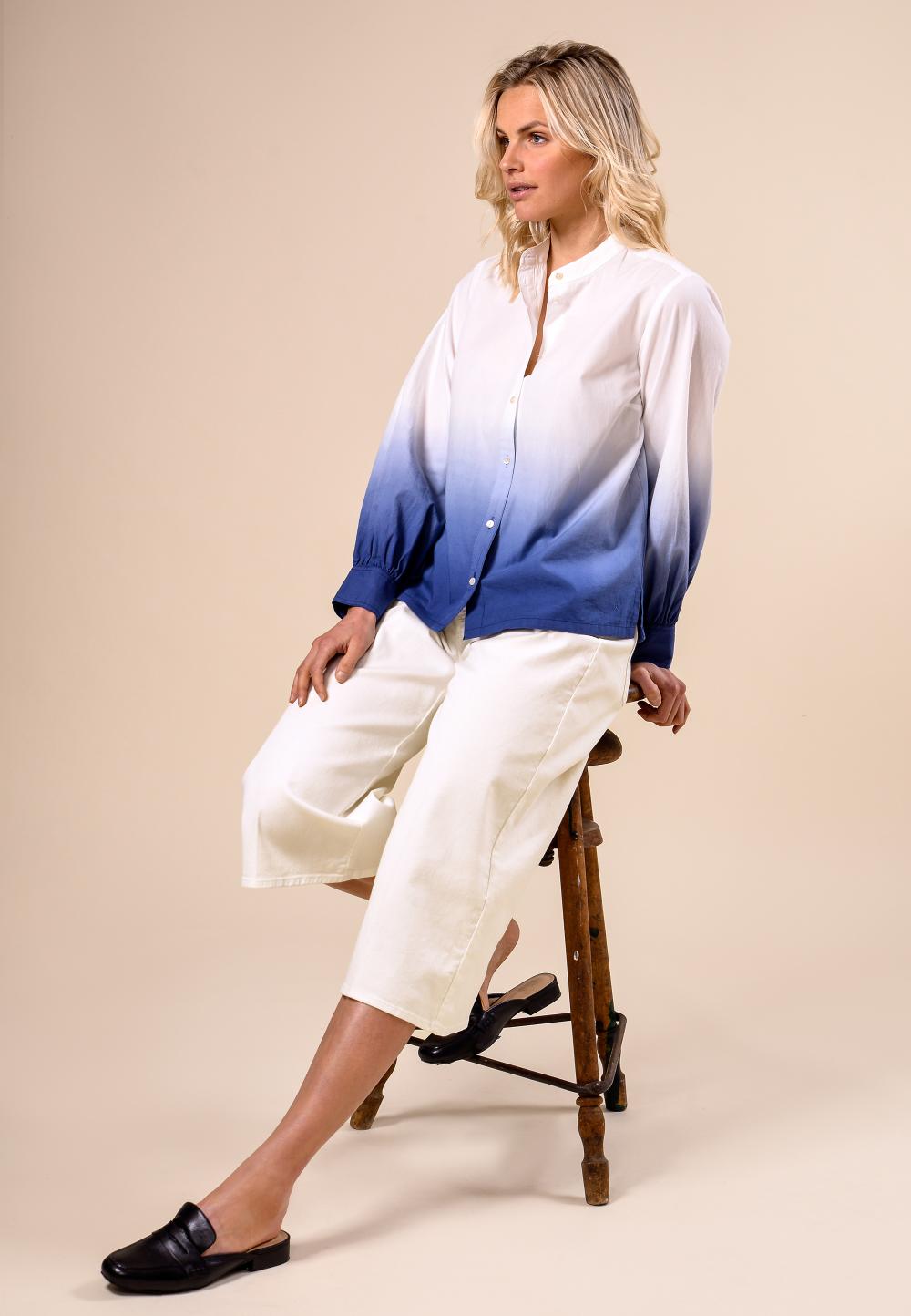 Wide Off White Cotton Pants In White - Wit