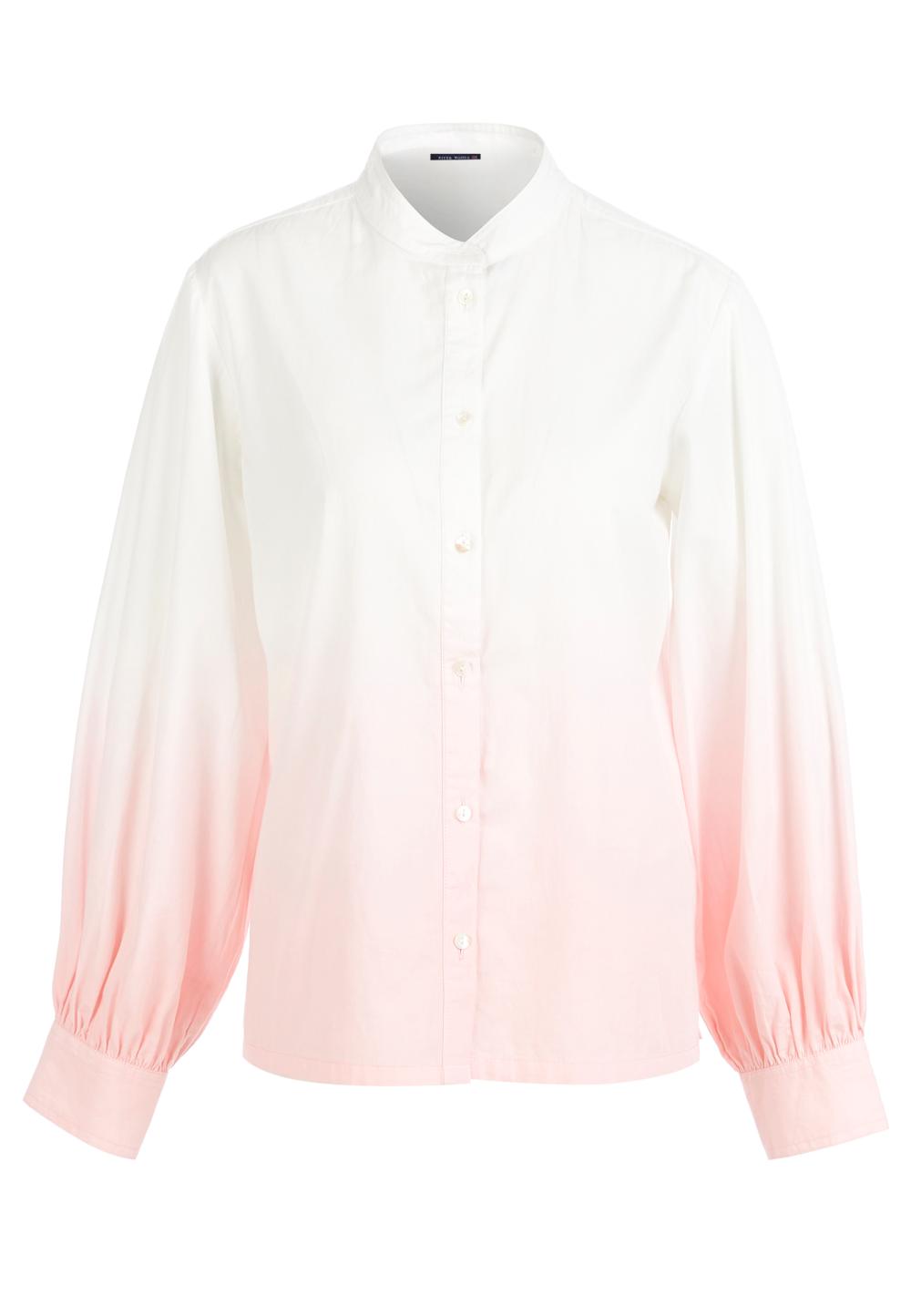 Dip-dye balloon sleeve shirt in White