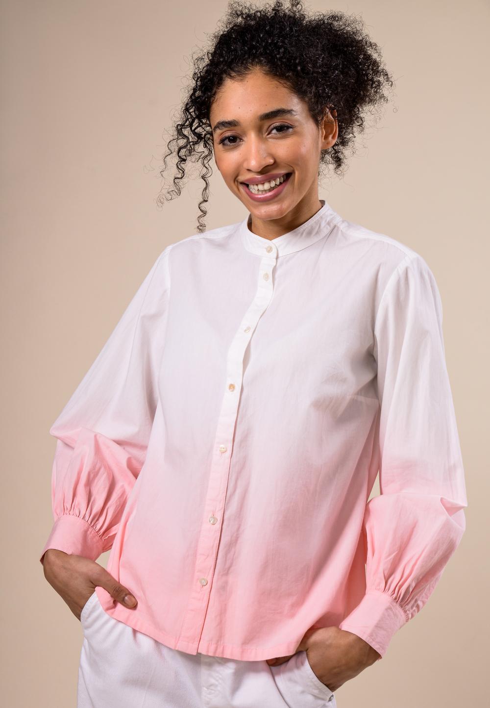 Dip-dye balloon sleeve shirt in White