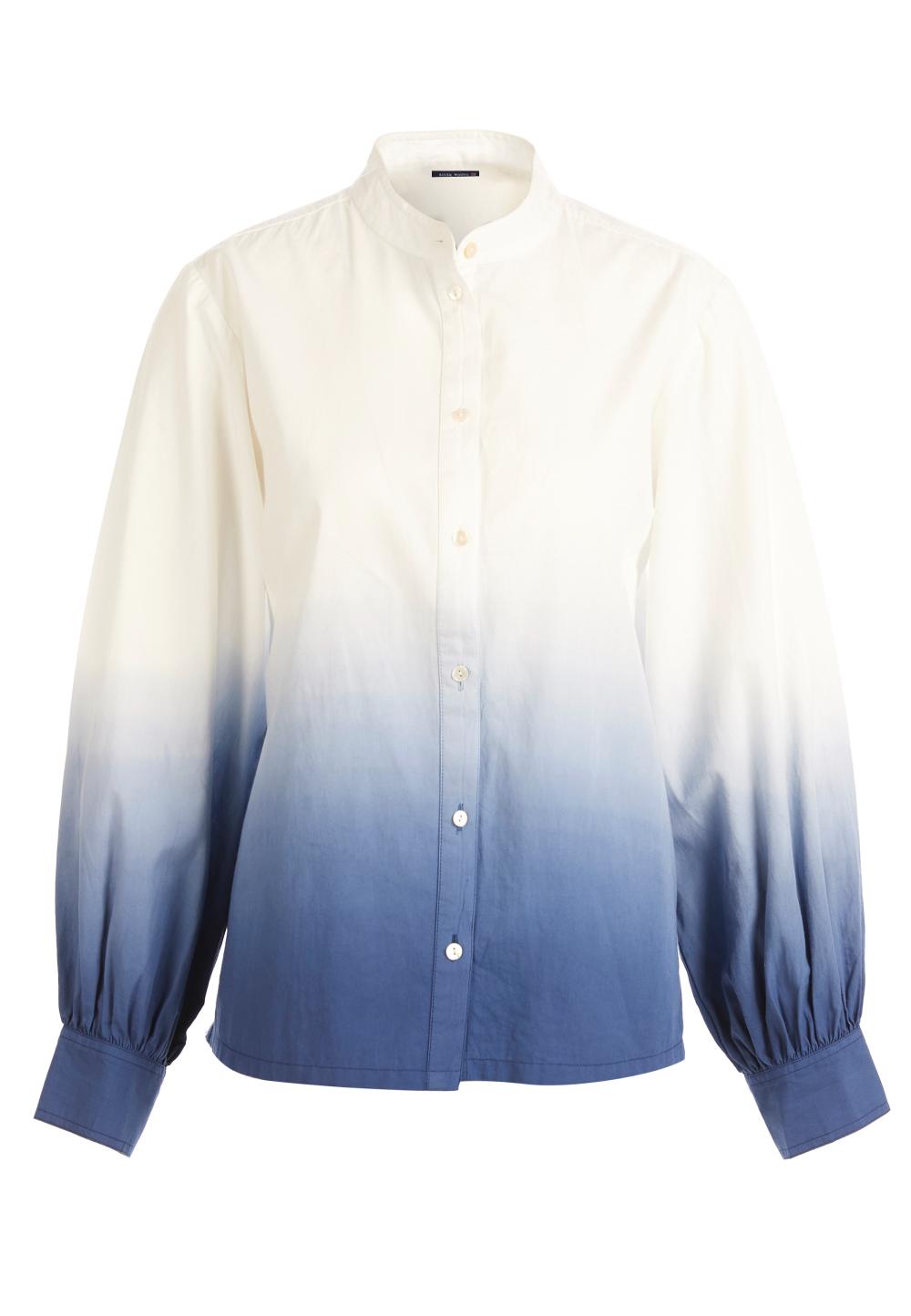 Dip-Dye Balloon Sleeve Shirt In White - Wit