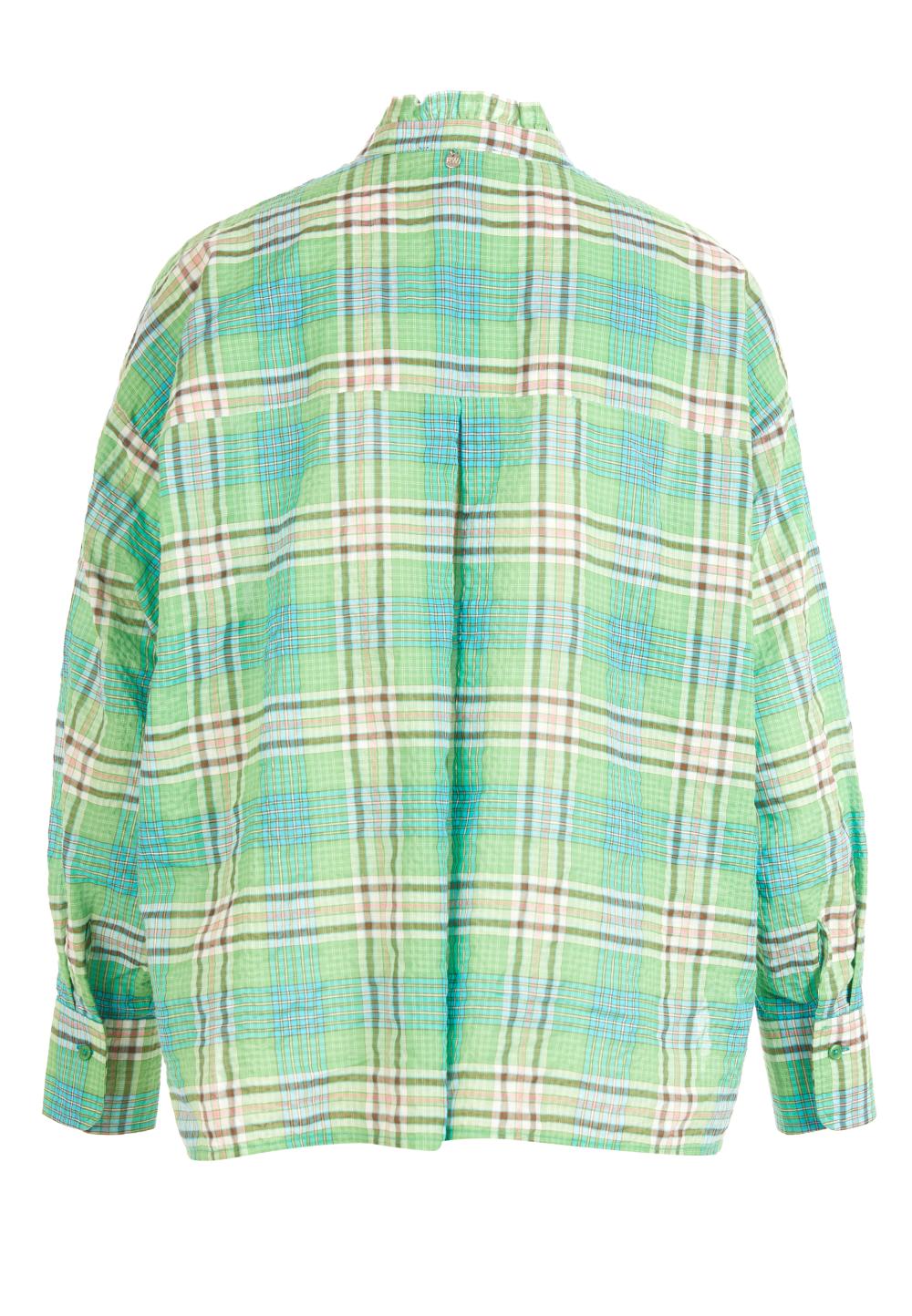 Shirt with ruffled collar in Multi