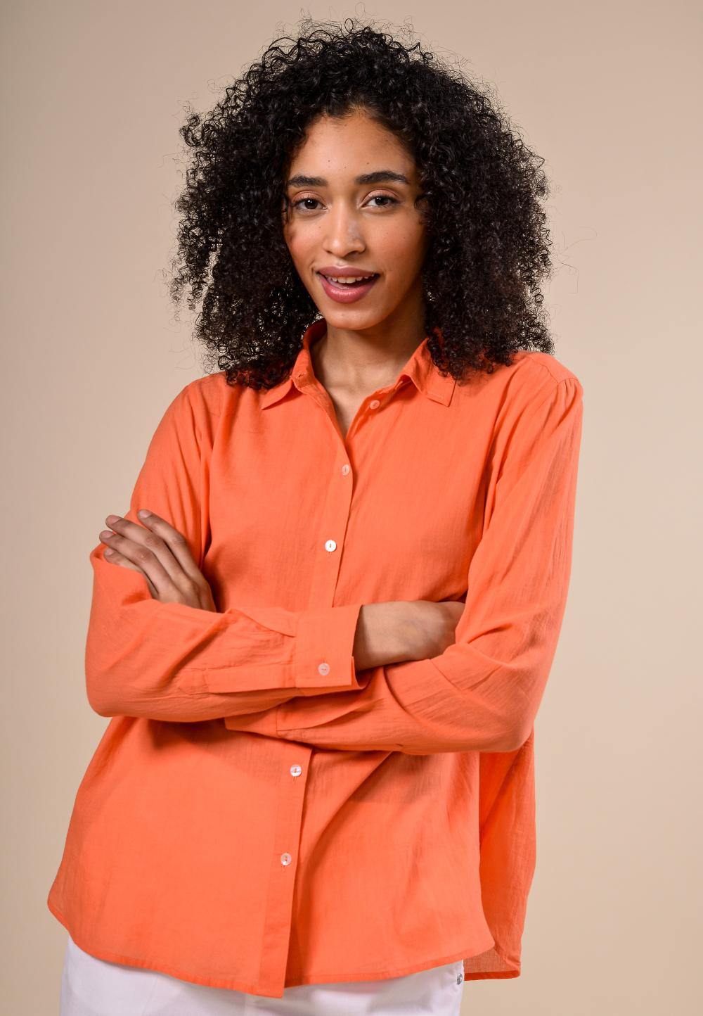 Basic Comfort Fit Shirt In Orange - Oranje
