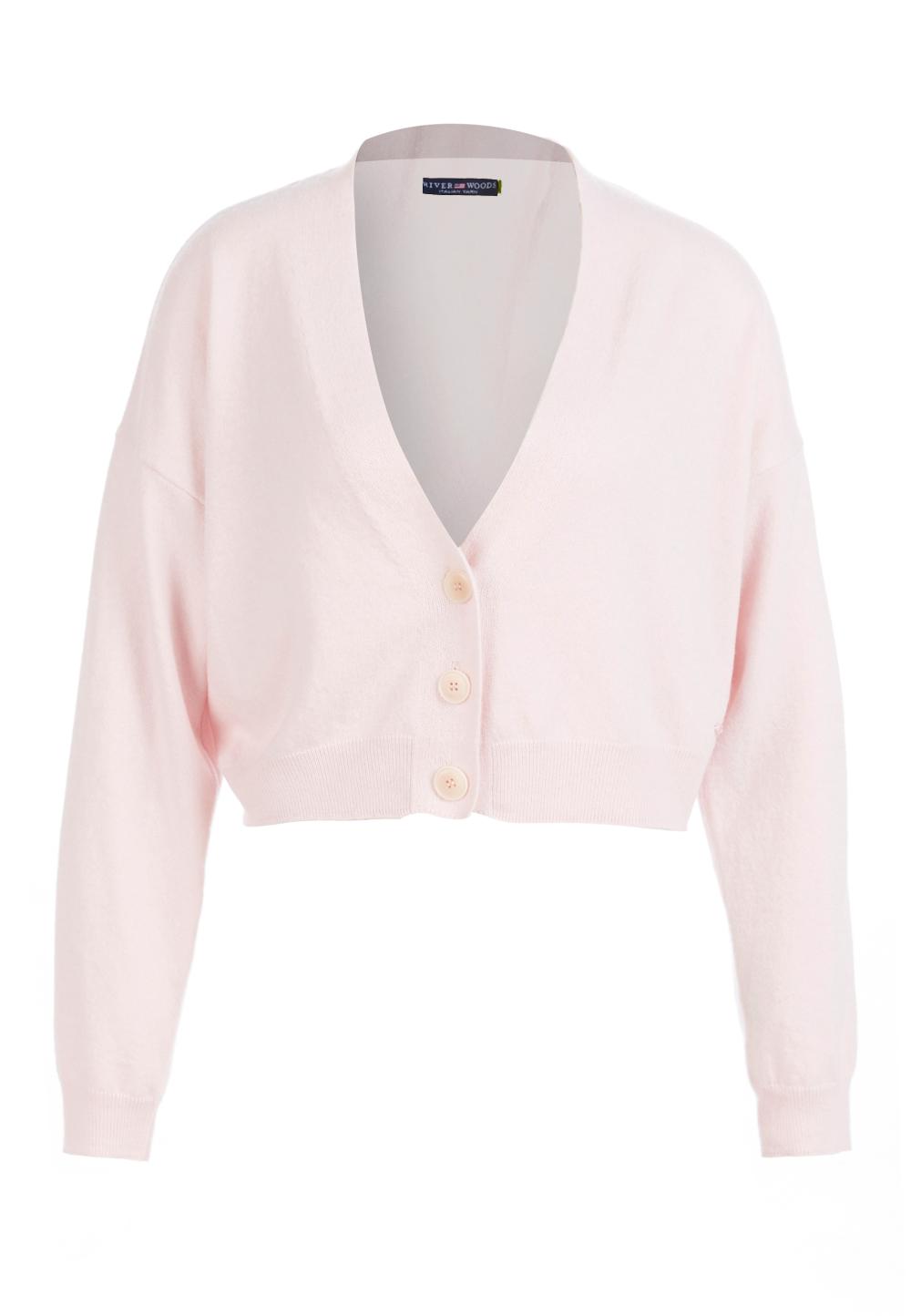 Basic V-Neck Cardigan In Pink - Roze