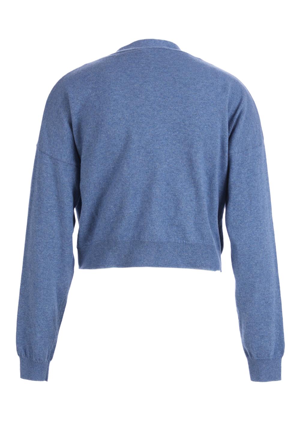 Basic V-Neck Cardigan In Blue - Bleu