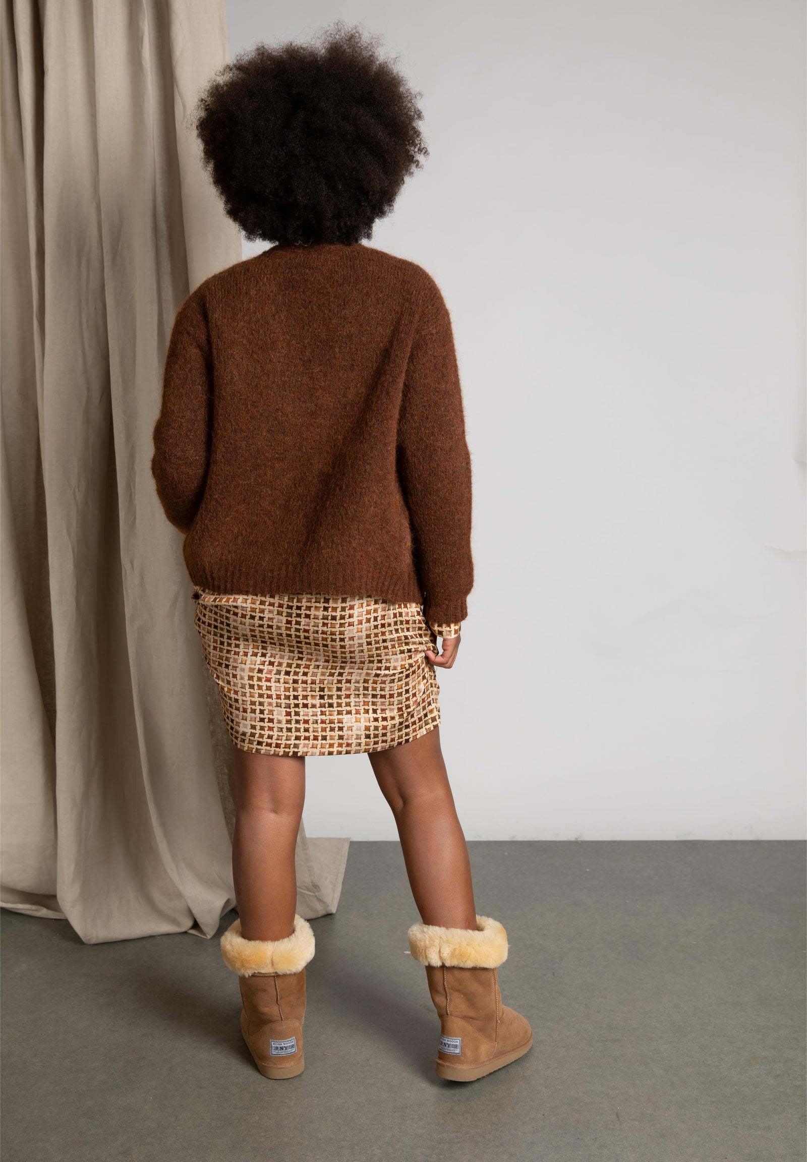 Straight Viscose Dress In Brown - Marron