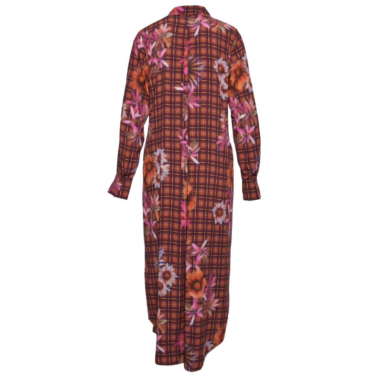 Vrouw Lange Overhemdjurk In Het Bruin - W