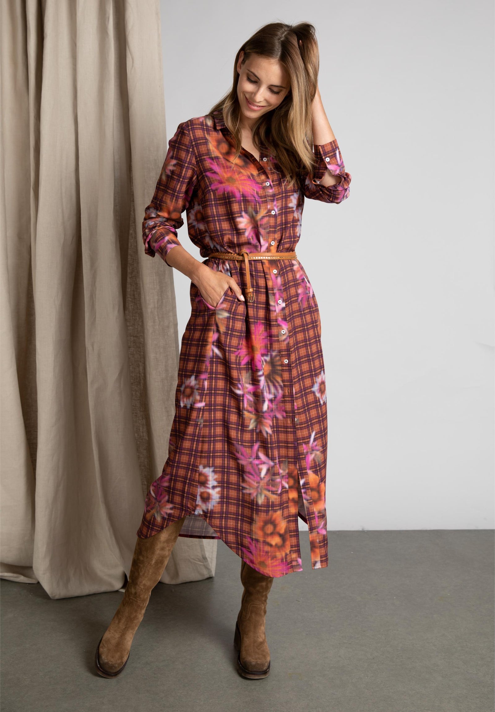 Long Shirt Dress In Brown - Bruin