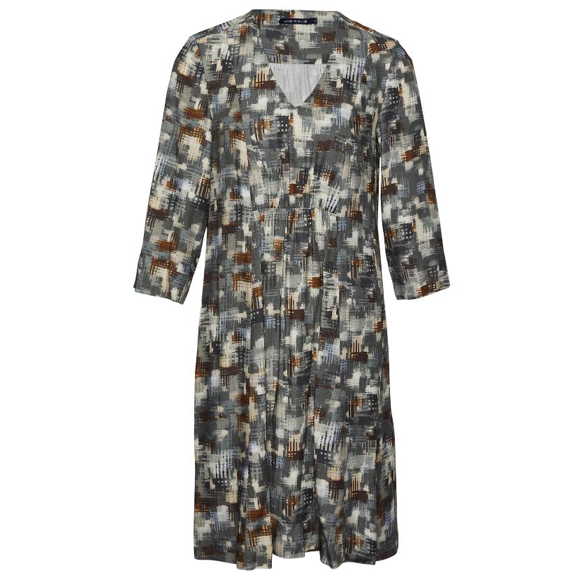 Viscose V-Neck Dress In Grey - Grijs
