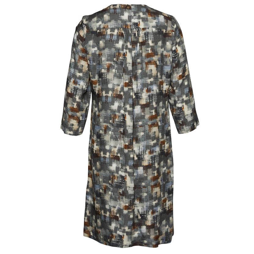 Viscose V-Neck Dress In Grey - Grijs