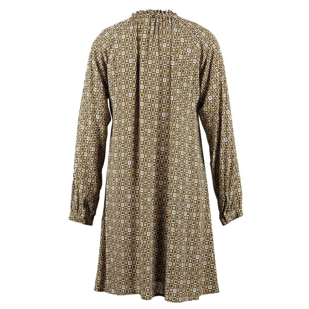 Viscose Dress With Ruffled Collar In Multi - Meervoudig