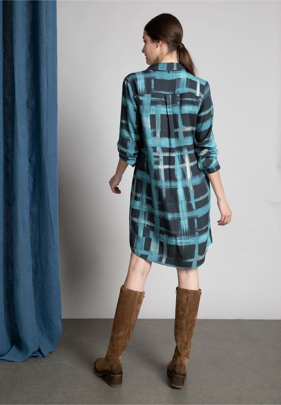 Viscose Slipover Dress In Blue - Blauw