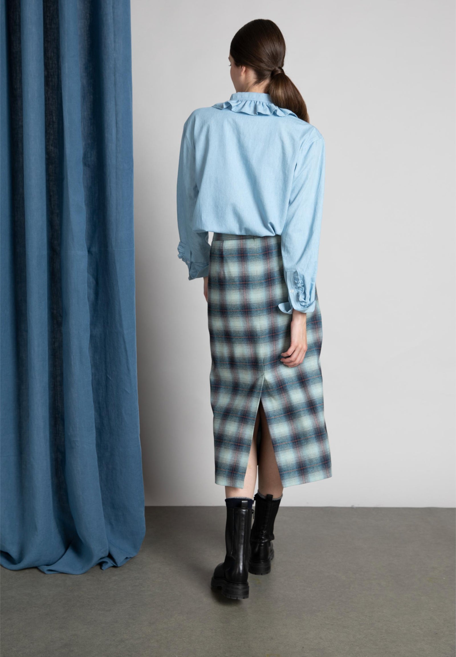 Pencil Skirt In Blue - Meervoudig