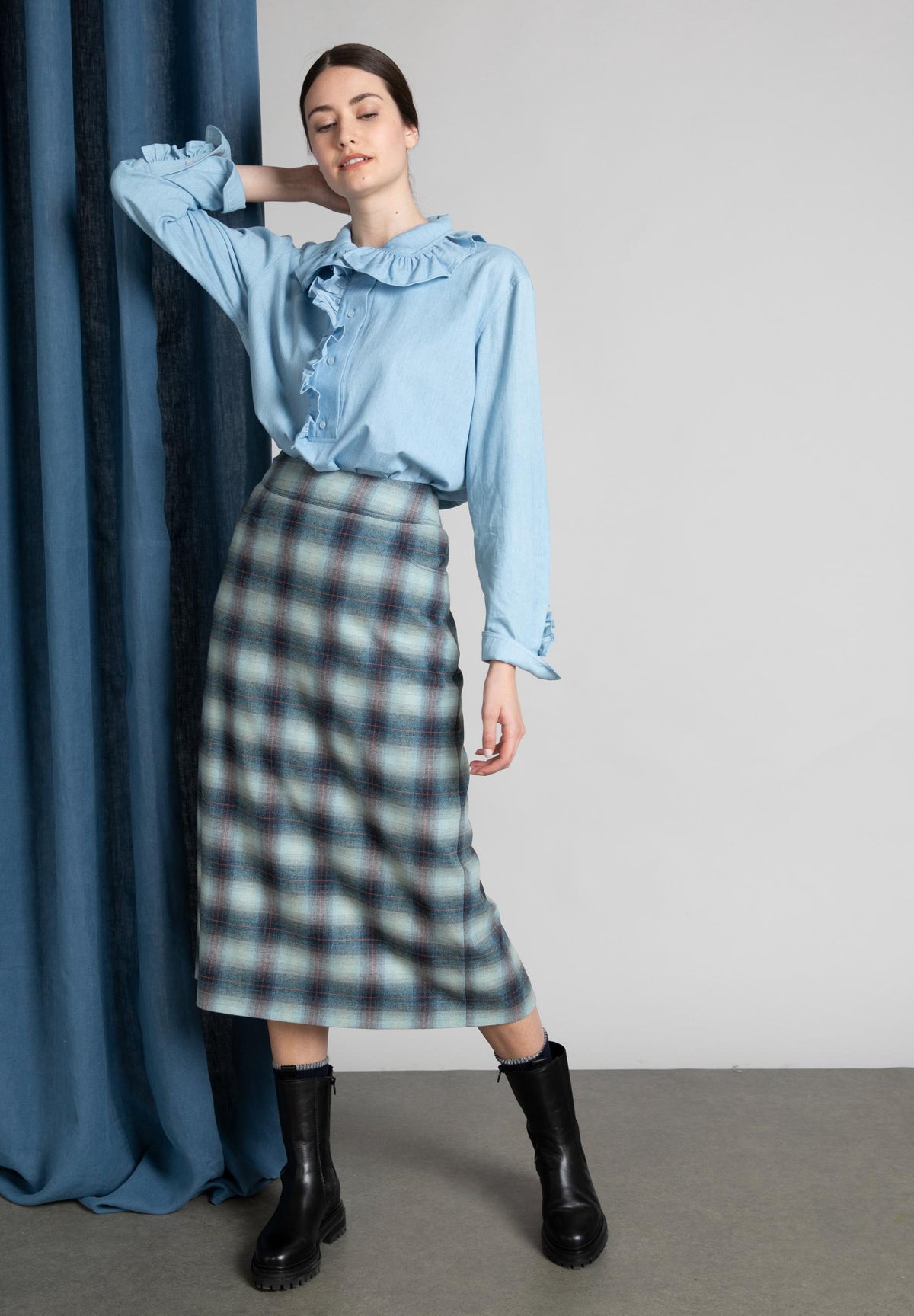 Pencil Skirt In Blue - Meervoudig