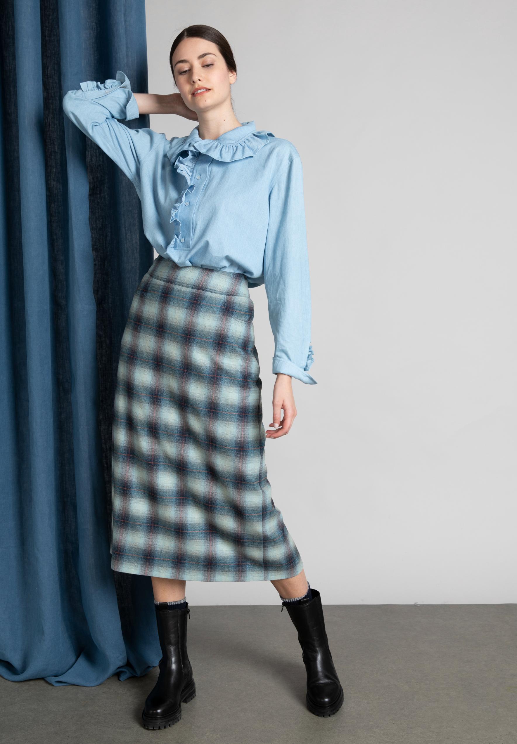Pencil Skirt In Blue - Meervoudig