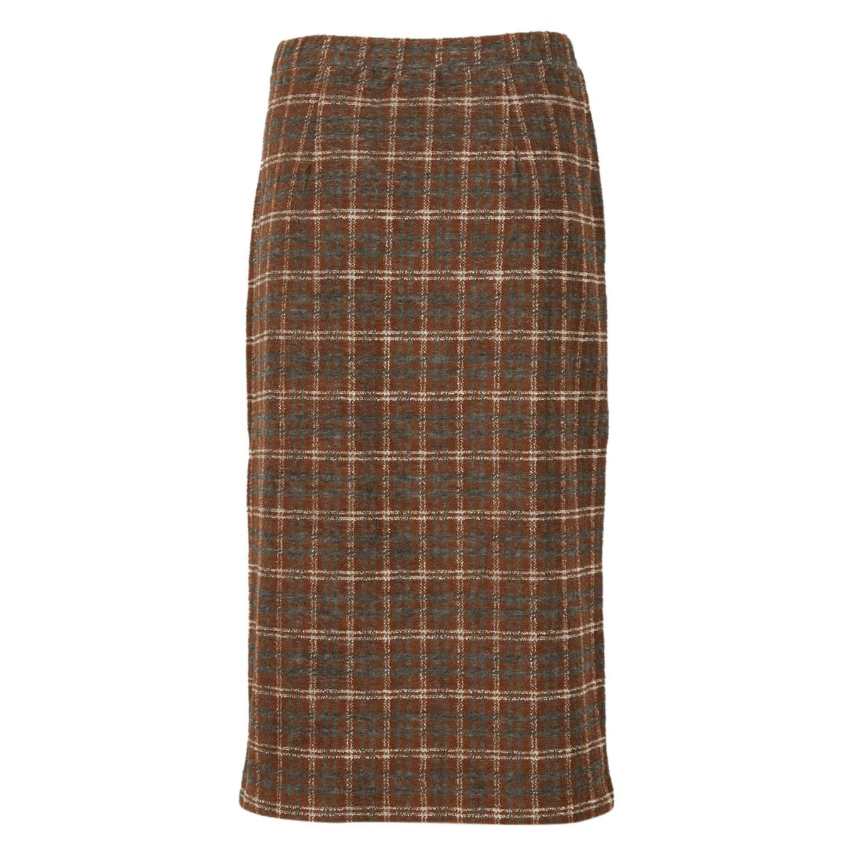 Checkered Midi Skirt In Brown - Marron