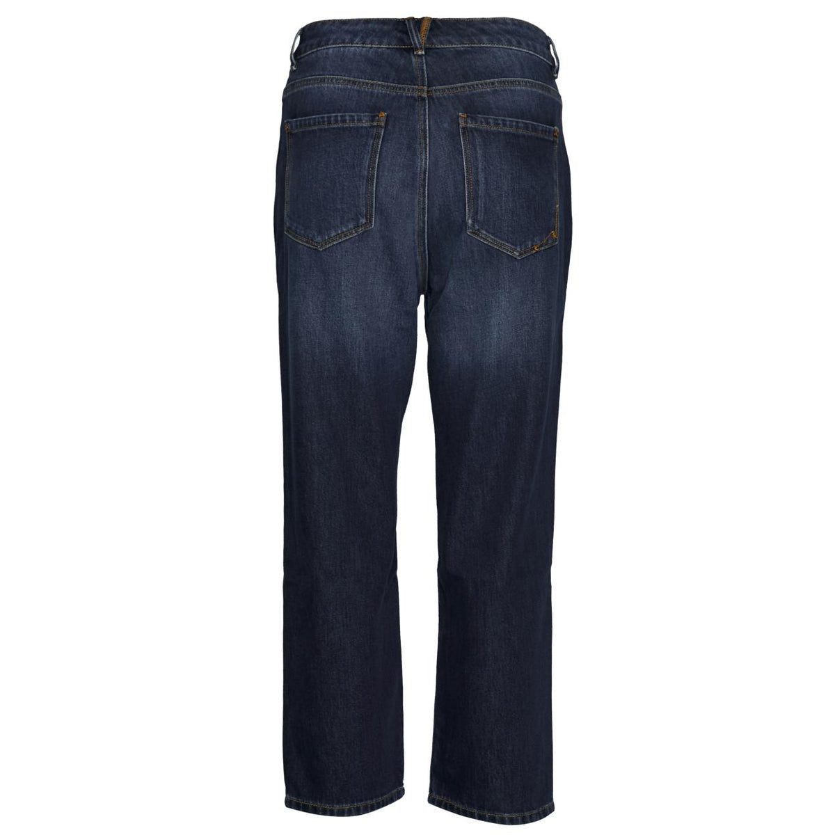 Mid Waist Cropped Stone Jeans In Bleu Denim - Denim