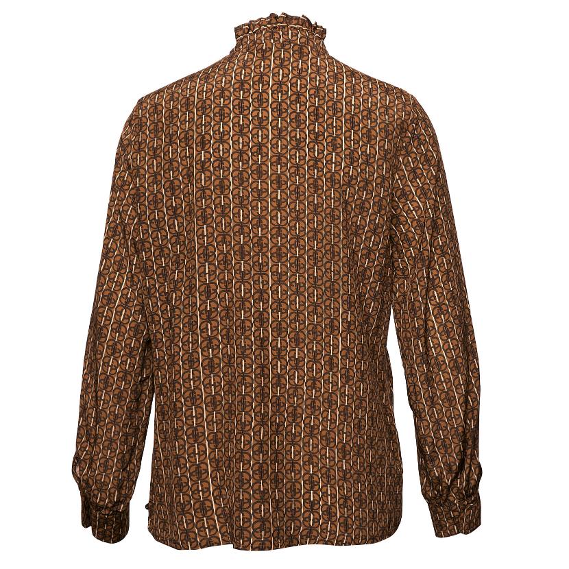Slipover Shirt With Ruffles In Brown - Marron