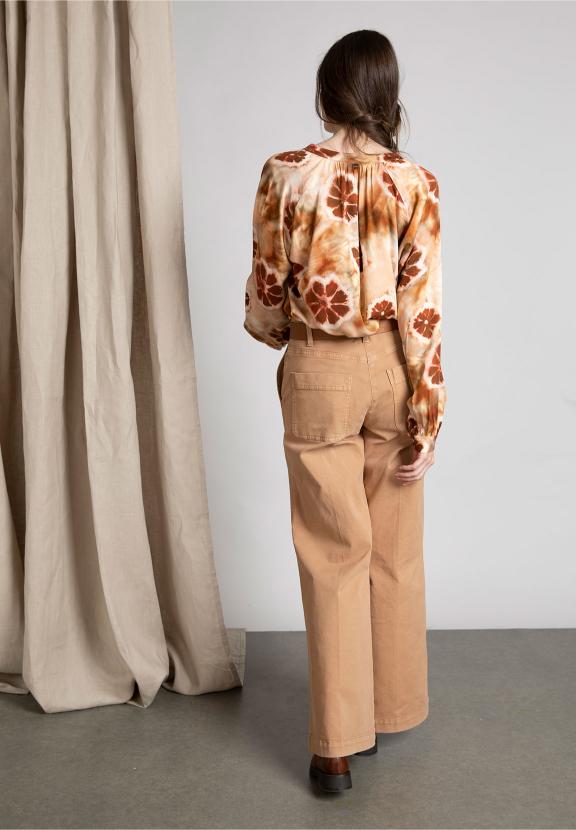 Wide Raglan Sleeve Shirt In Multi - Meervoudig