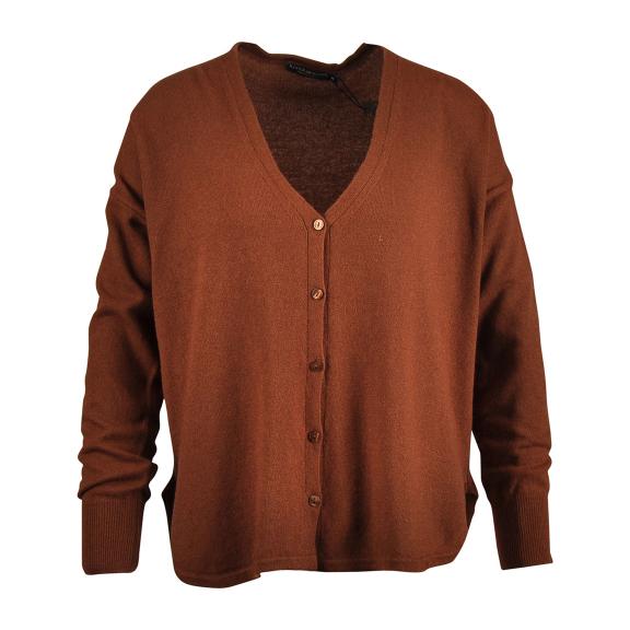 Loose V-Neck Cardigan In Brown - Bruin