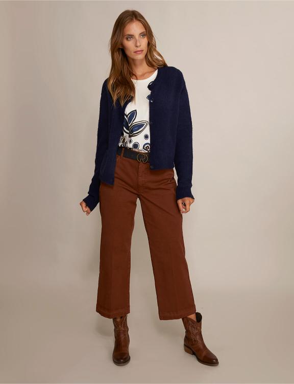 Wide Cotton Cropped Pants In Brown - Bruin
