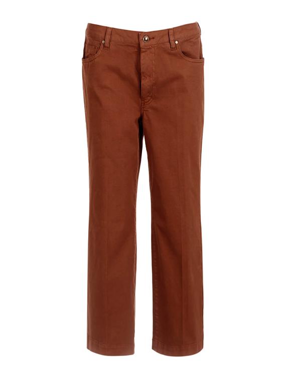 Wide Cotton Cropped Pants In Brown - Bruin