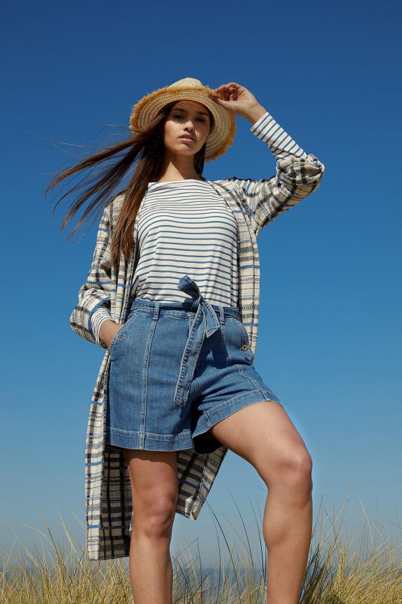 Multicolor Checked Kimono - Blauw