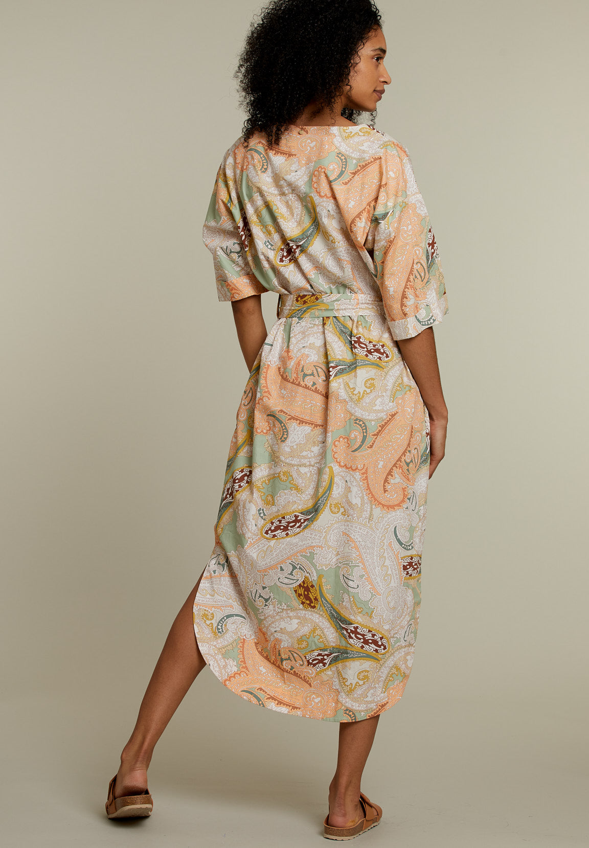 Pastel Paisley Straight Belted Dress - Multi