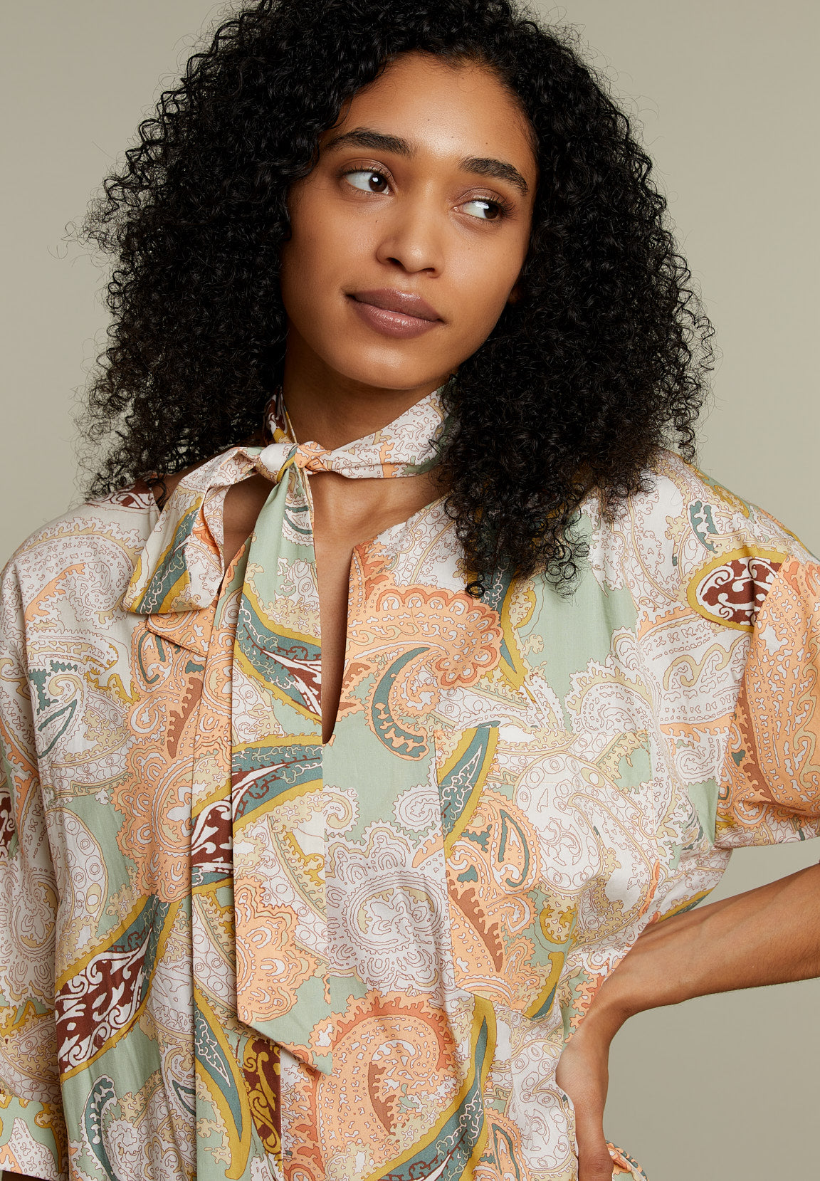 Pastel Paisley Straight Belted Dress - Multi