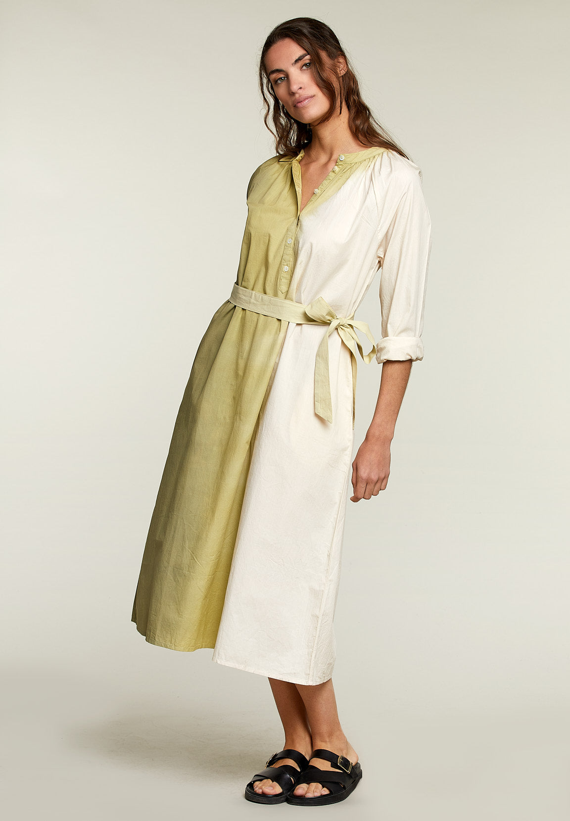 Long Green Tie &amp; Dye Dress - Green - W