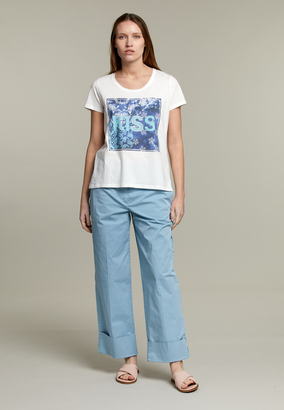 Off White Round Neck T-Shirt - White