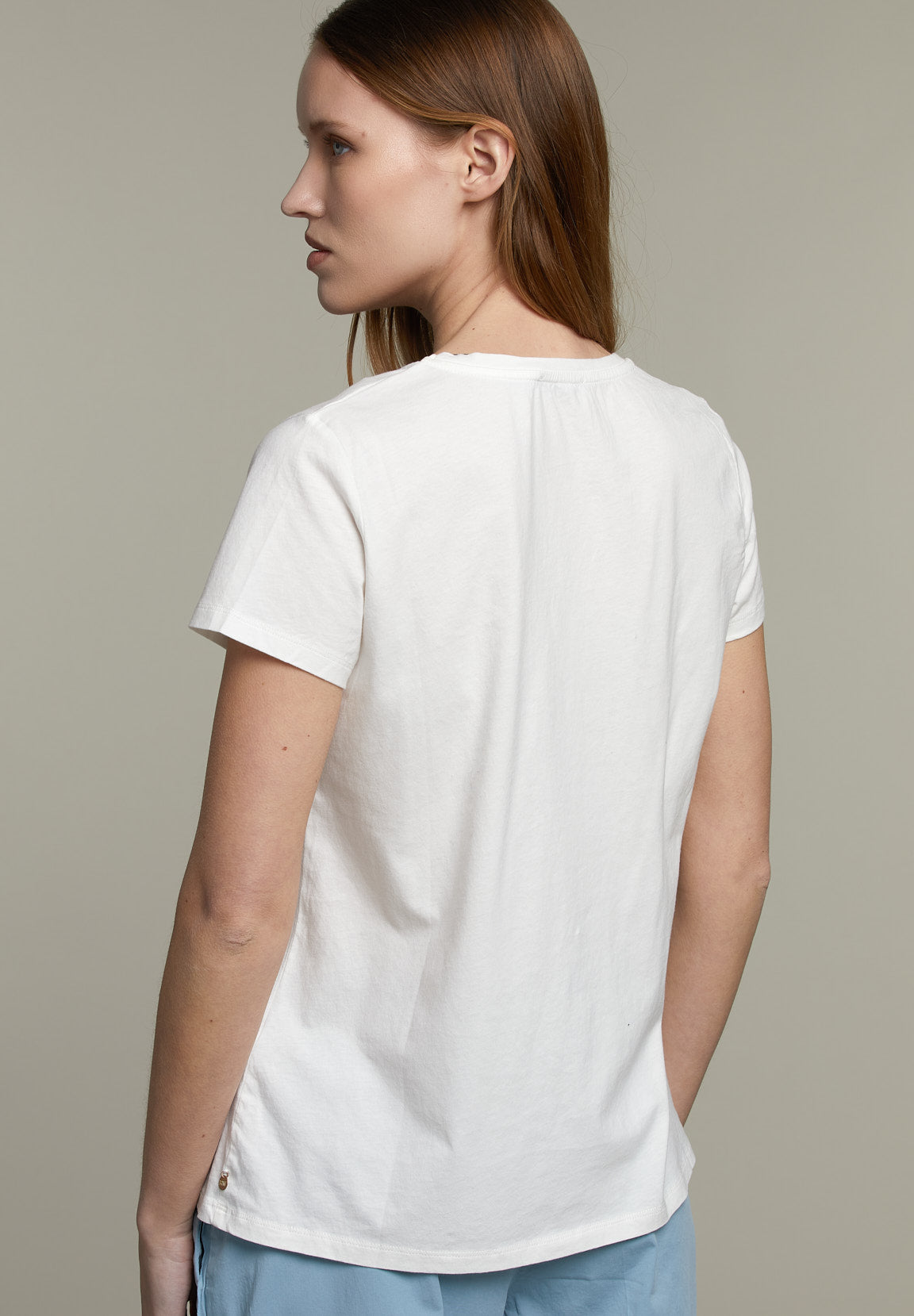 Off White Round Neck T-Shirt - White