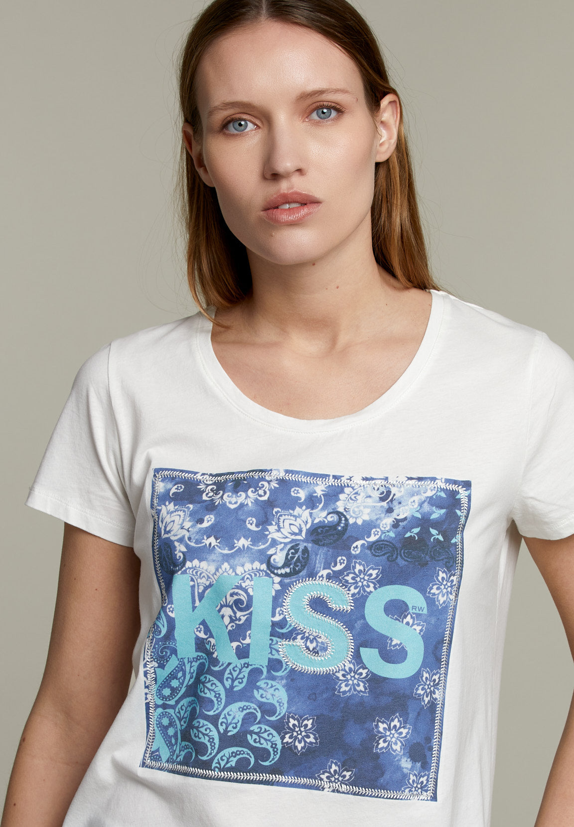 Off White Round Neck T-Shirt - White