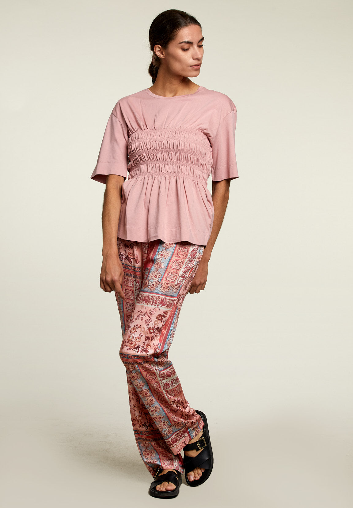 T-shirt en coton à manches courtes rose - Rose
