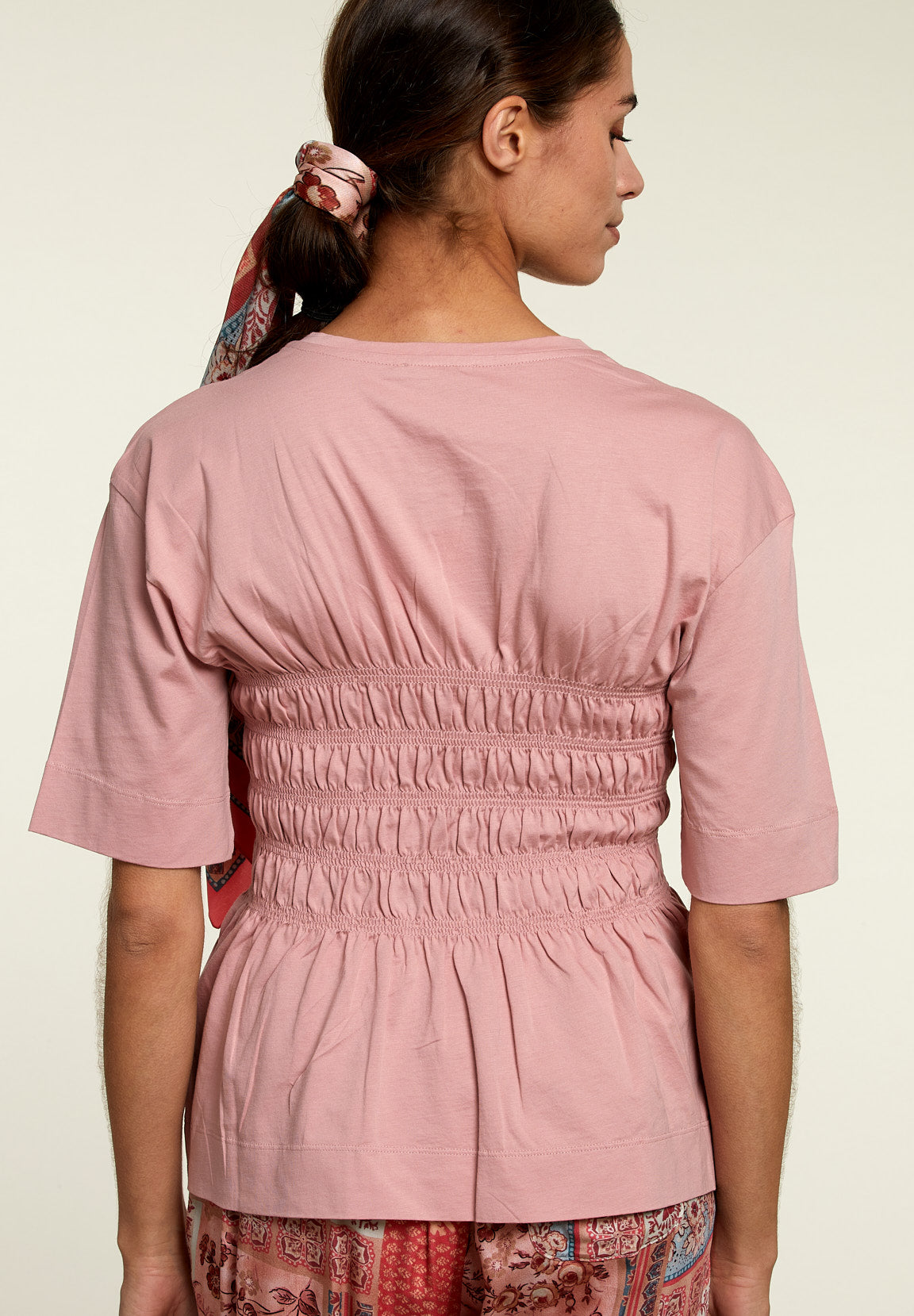 Pink Smock Cotton T-Shirt - Pink