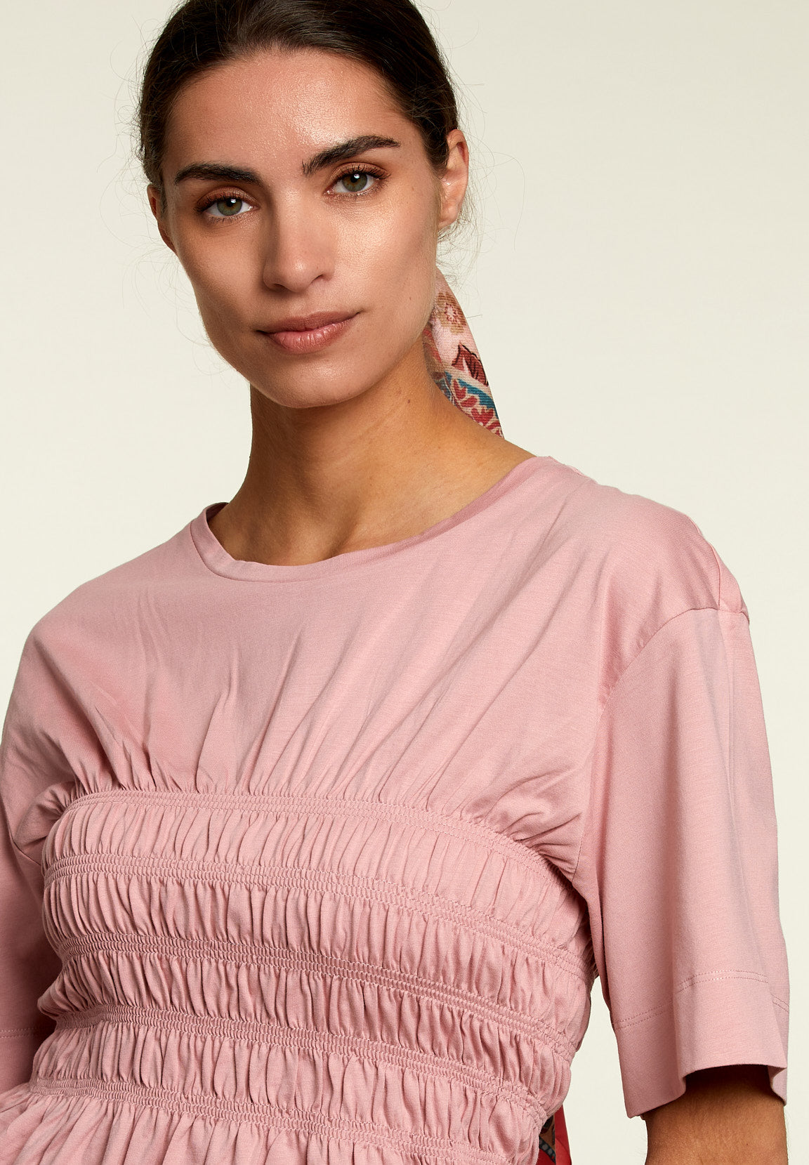 Pink Smock Cotton T-Shirt - Pink