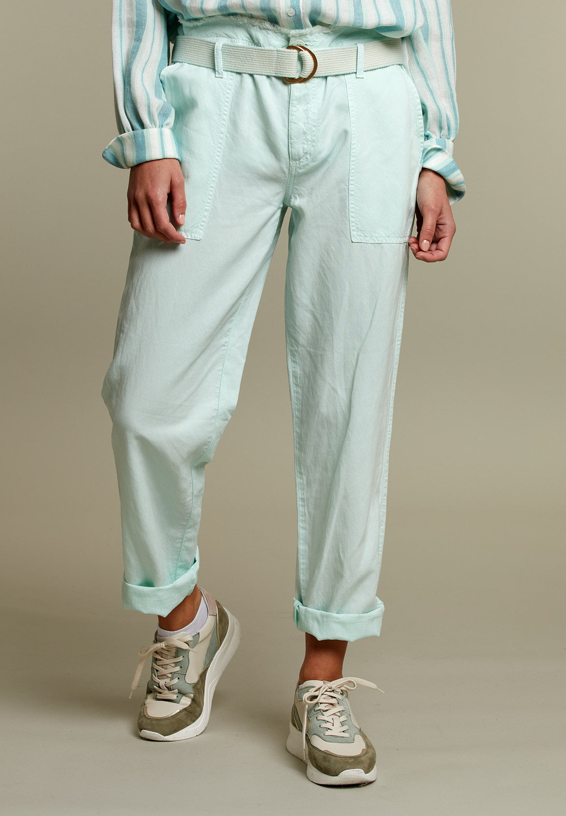 Green High Waist Pants - Green