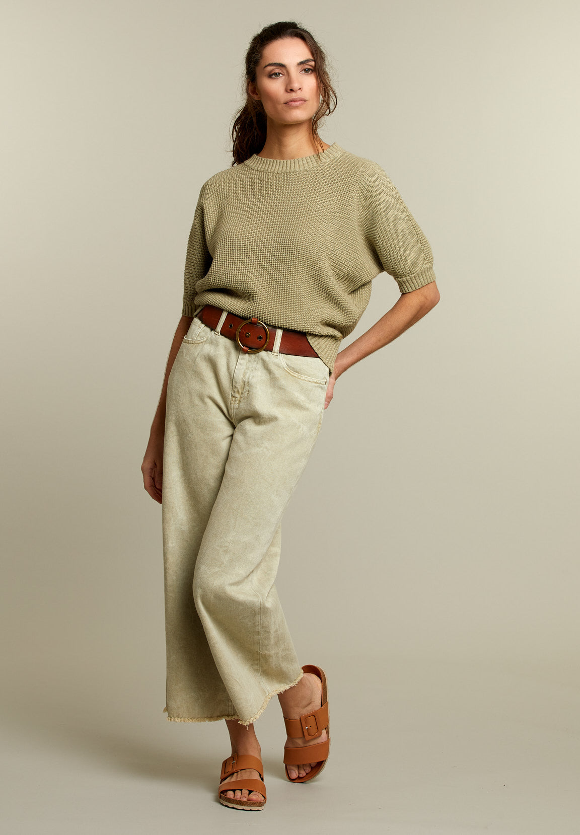 Khaki Boxy Jeans - Green - W