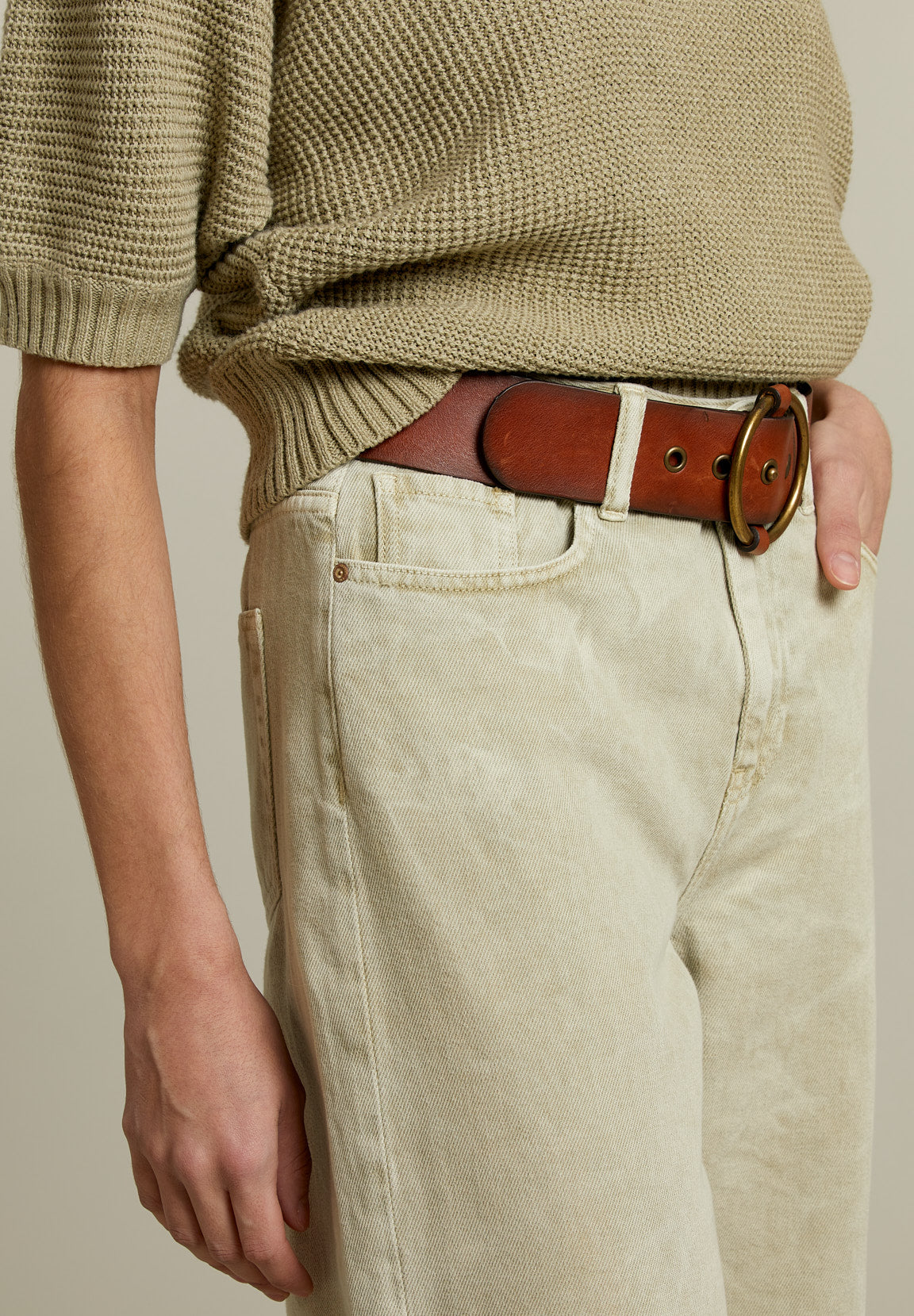 Khaki Boxy Jeans - Green - W