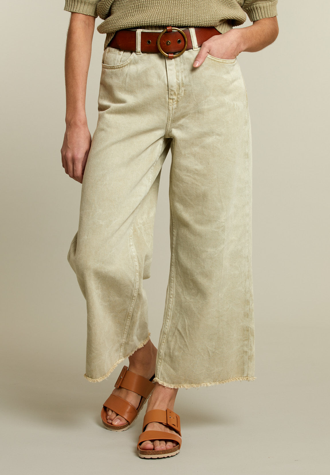 Khaki Boxy Jeans - Green - W