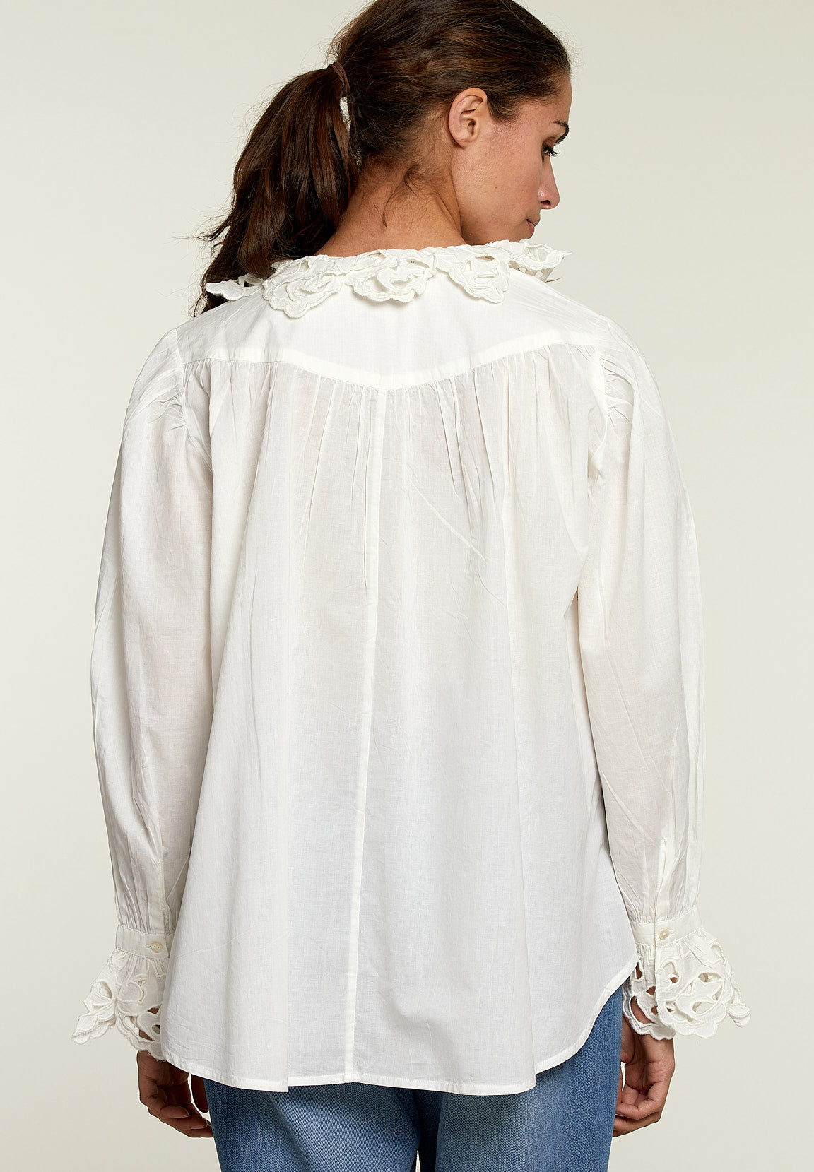 Off White Lace Shirt - White - W