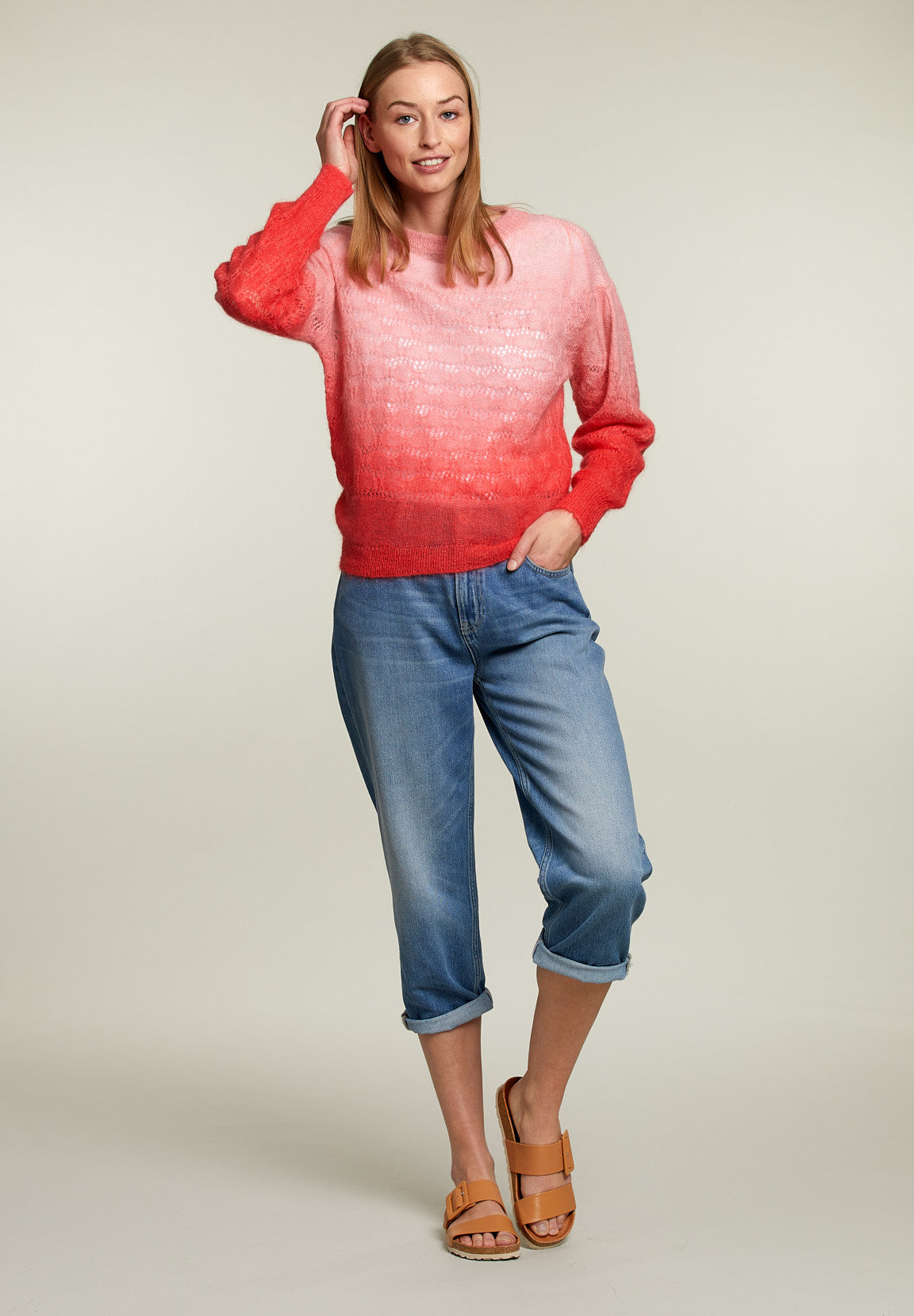 Pink And Red Tie & Dye Pullover - Pink