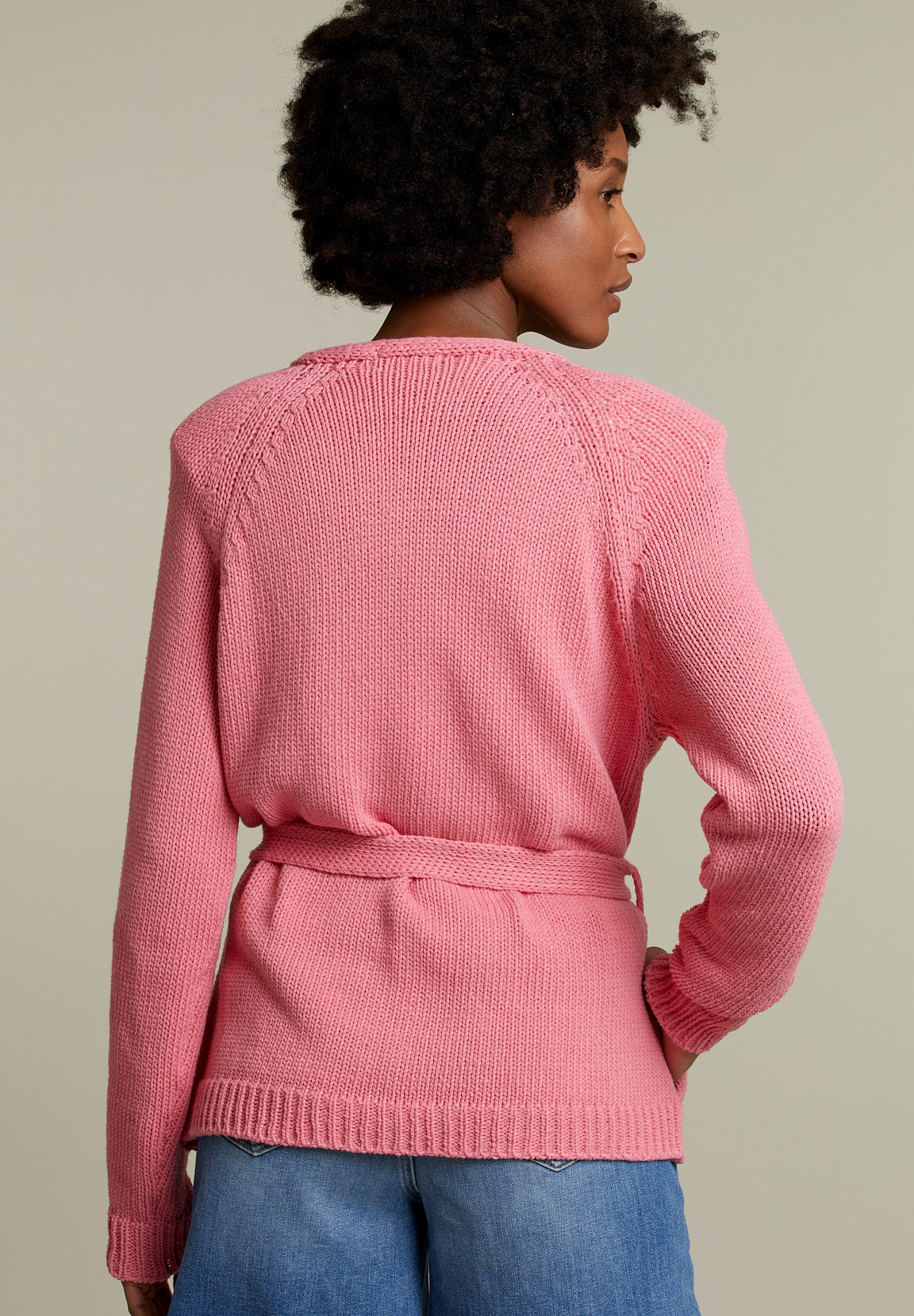 Pink Cotton Cardigan - Pink - W