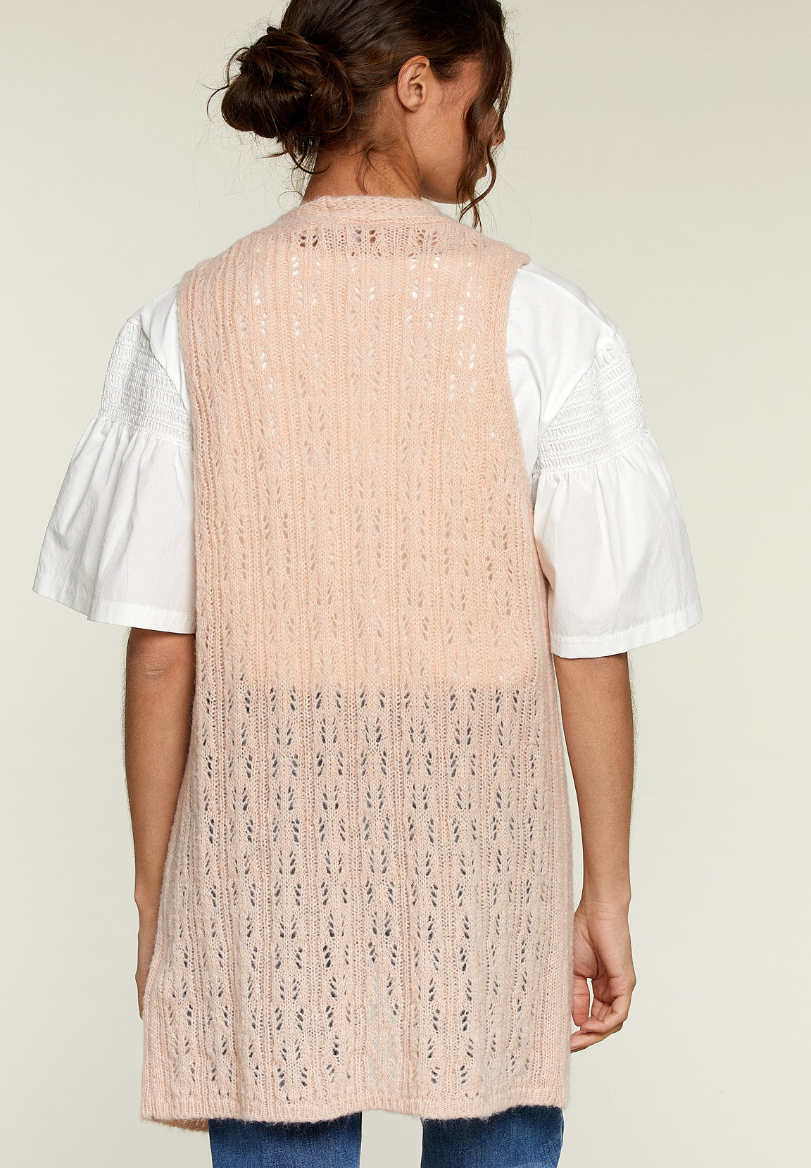 Pink Long Ajour Spencer - Pink