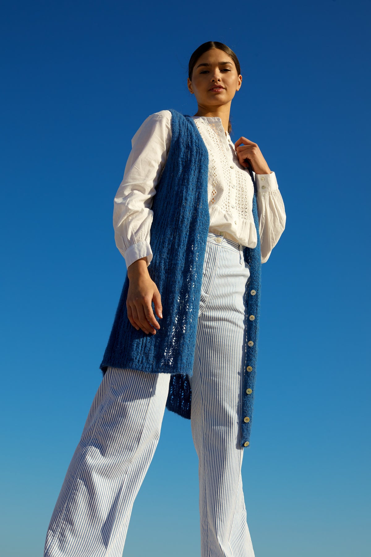 Blue Long Ajour Spencer - Blue - W