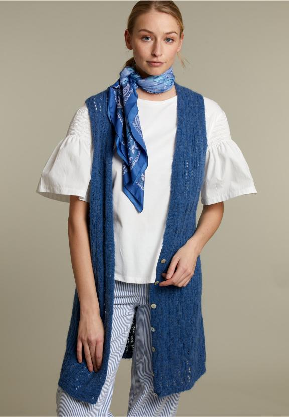 Blue Long Ajour Spencer - Bleu