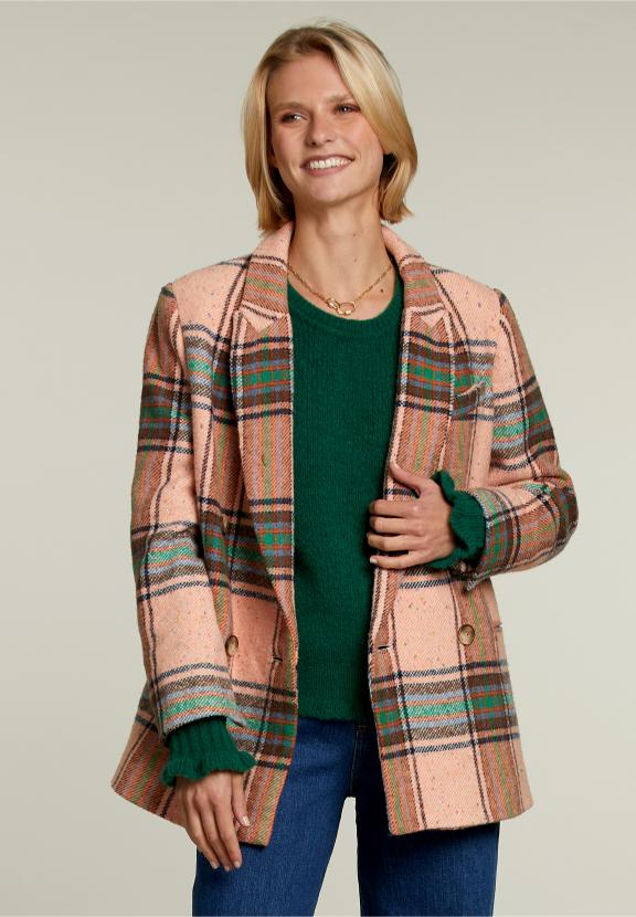 Multi Checked Blazer 4 Buttons - Meervoudig