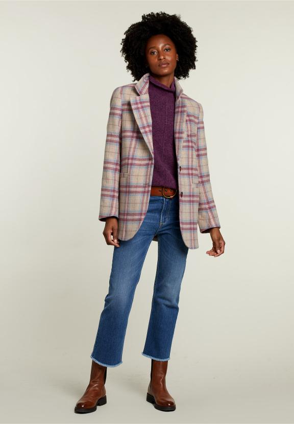 Multi Checked Fitted Blazer - Meervoudig