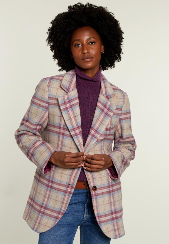 Multi Checked Fitted Blazer - Meervoudig