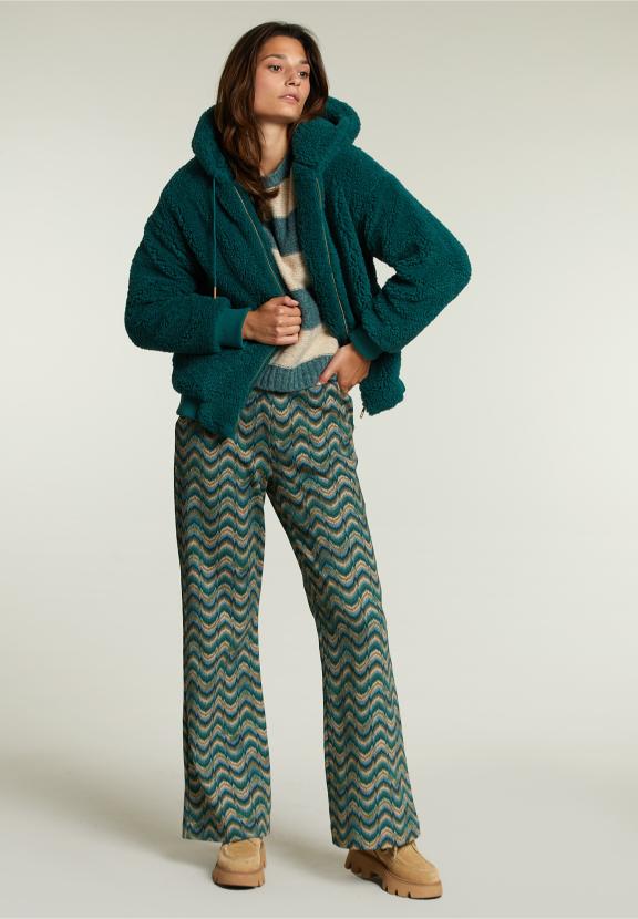 Blouson Bombardier Vert Oversize avec Capuche - W