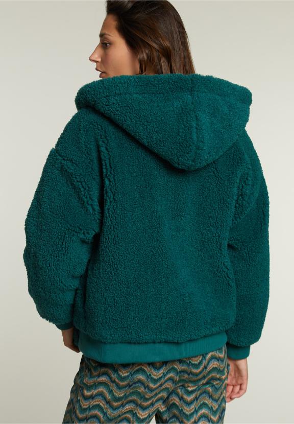 Green Oversized Hooded Bomber Jacket - Groen